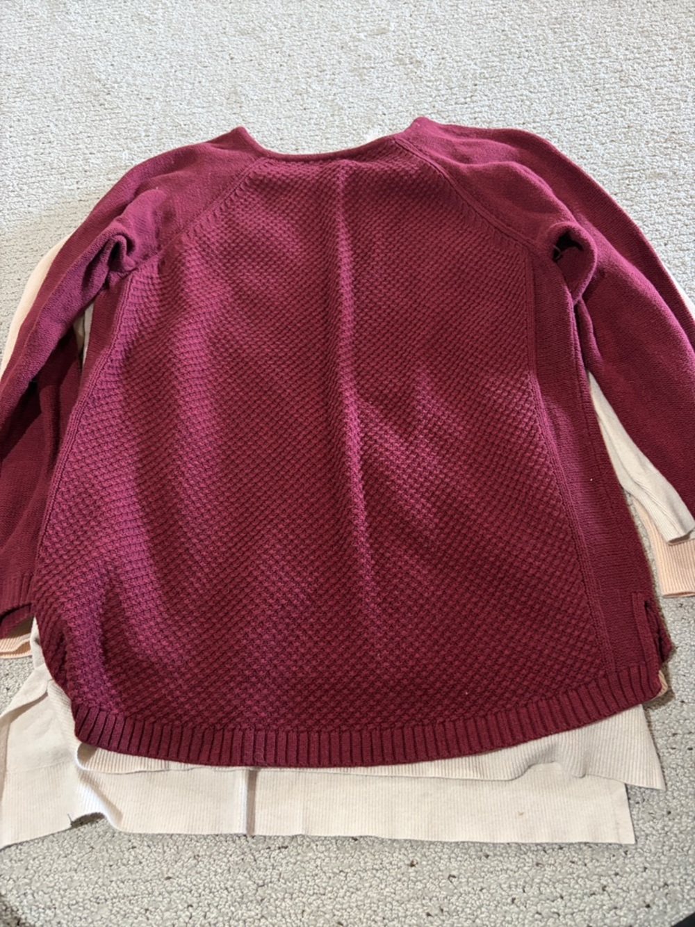 Cyrus Cream v Neck, Sonoma Burgundy, NY and Co Blush Sweater - Picture 4 of 9